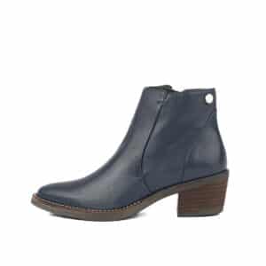 Boots Romy en cuir bleue marine foncé. Bottines au talon foncé des Pympren'elles.